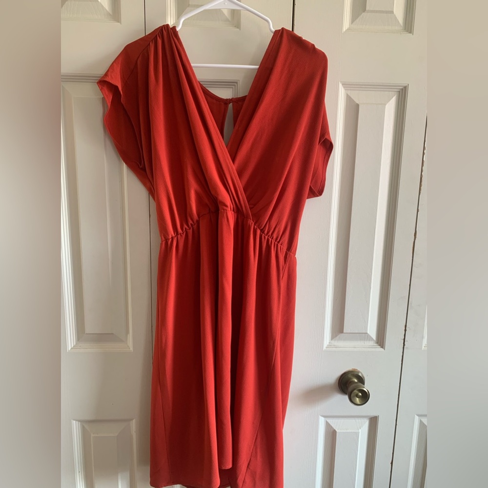 Como vintage reddish orange mid length dress